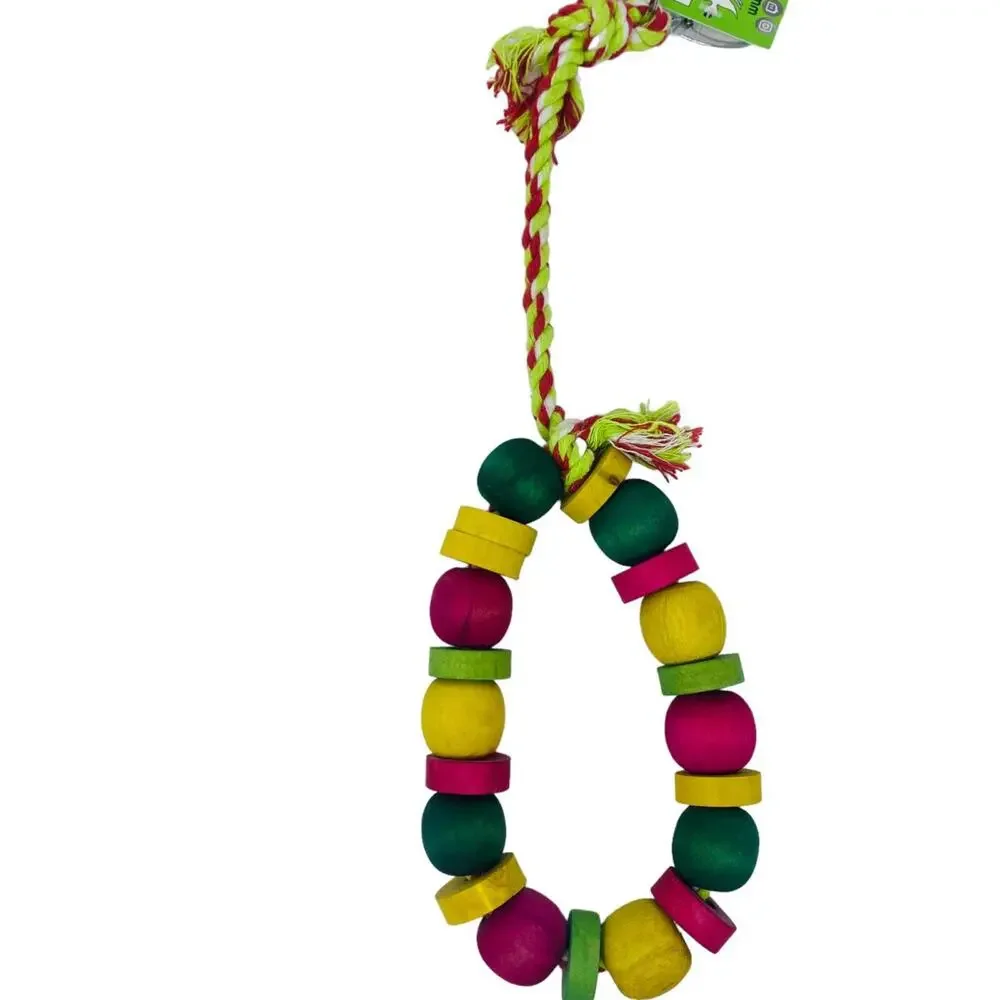 Rope And Multicolor Wooden Circle Bird/Parrot Toy Chew 14